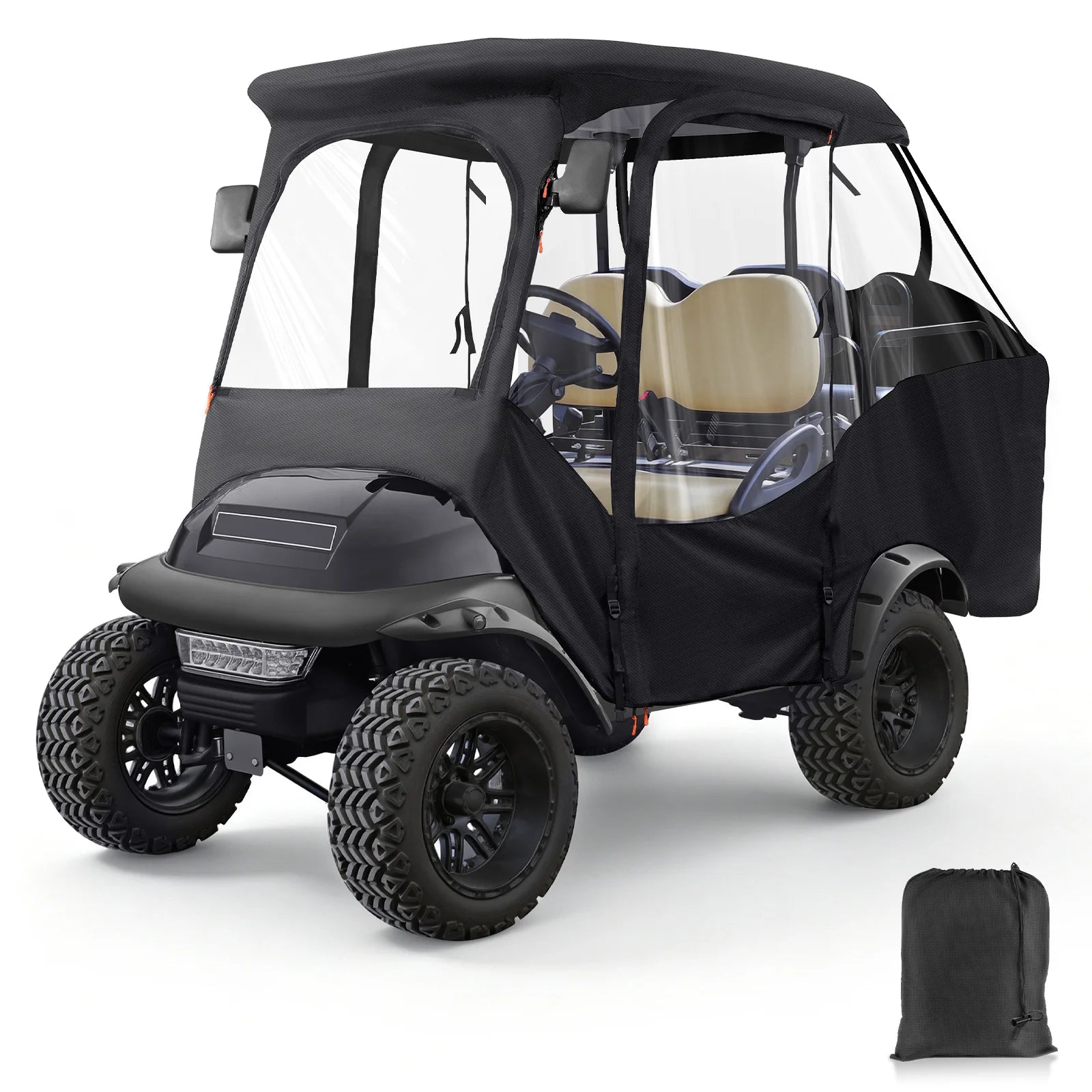 Housse de voiturette de golf 4 places à fenêtres transparentes pour Club Car Precedent