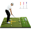 Tapis de practice golf double gazon 122 x 158 cm, plateau à balles, 9 trous de frappe
