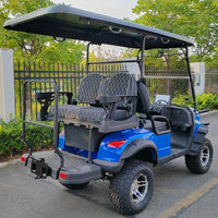 Voiturette de golf électrique surélevée bleue – vue arrière de la banquette