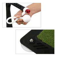 Entraîneur de swing de golf – détail de la balle sur sa tige et d'une ventouse de la base