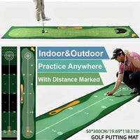 Tapis de putting pliable 50 x 300 cm en polyester, 6 dessins