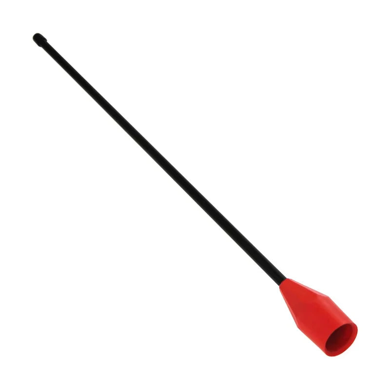 Tige d'entraînement swing golf – tige noire à embout rouge sur fond blanc
