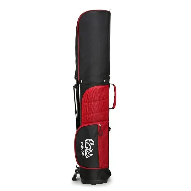 Sac de golf enfant trépied – modèle noir et rouge replié