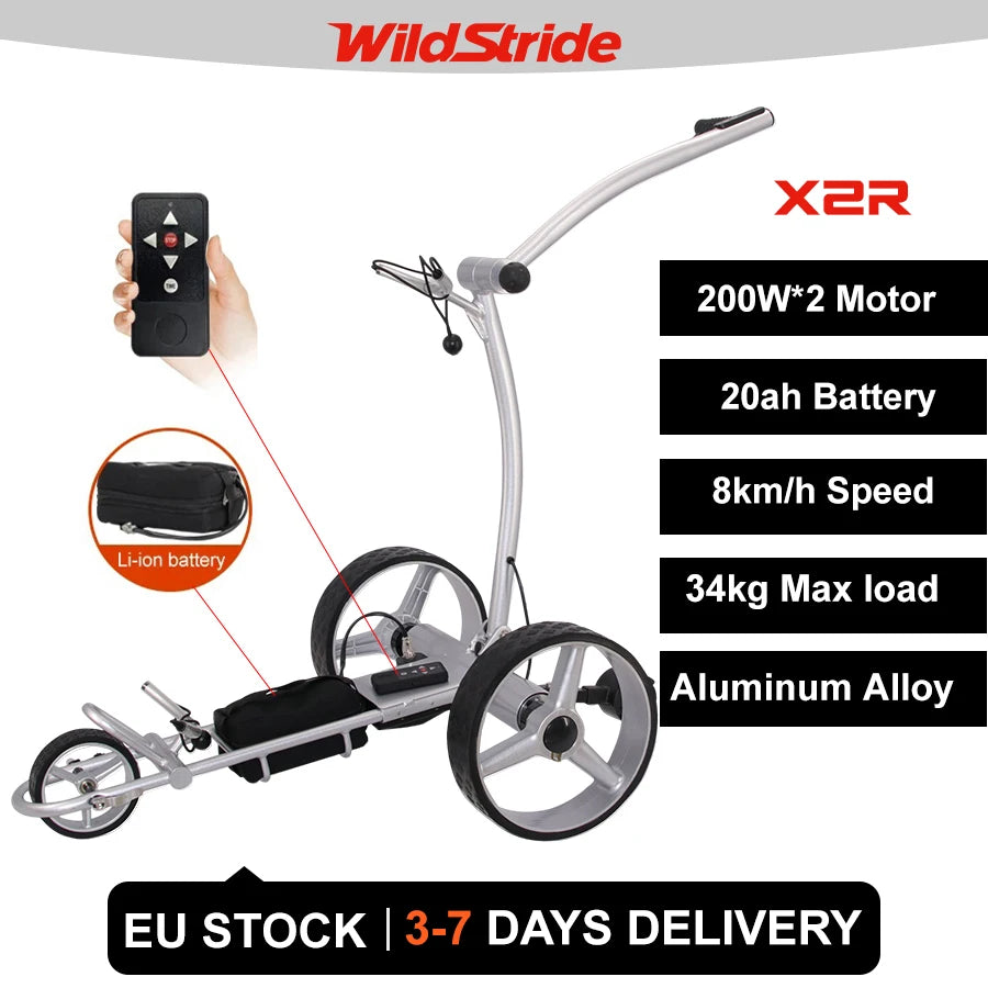 Chariot de golf électrique pliable télécommandé en alliage d'aluminium, batterie lithium 20 Ah