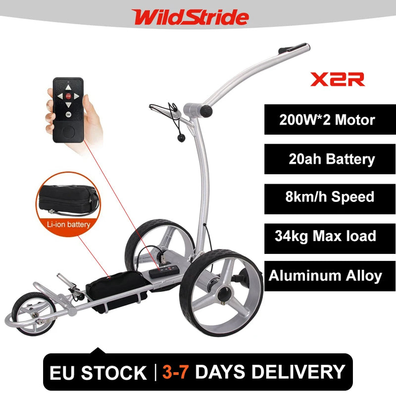 Chariot de golf électrique pliable télécommandé en alliage d'aluminium, batterie lithium 20 Ah