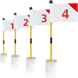 Jeu de 4 drapeaux de putting green numérotés avec coupelles et bâtons