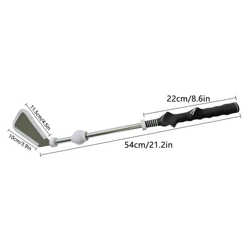 Aide au swing rétractable – dimensions : 54 cm au total, grip de 22 cm, tête de 11,5 x 10 cm