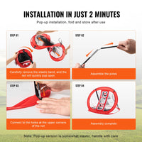 Filet de chipping golf pop-up rouge – les quatre étapes d'installation