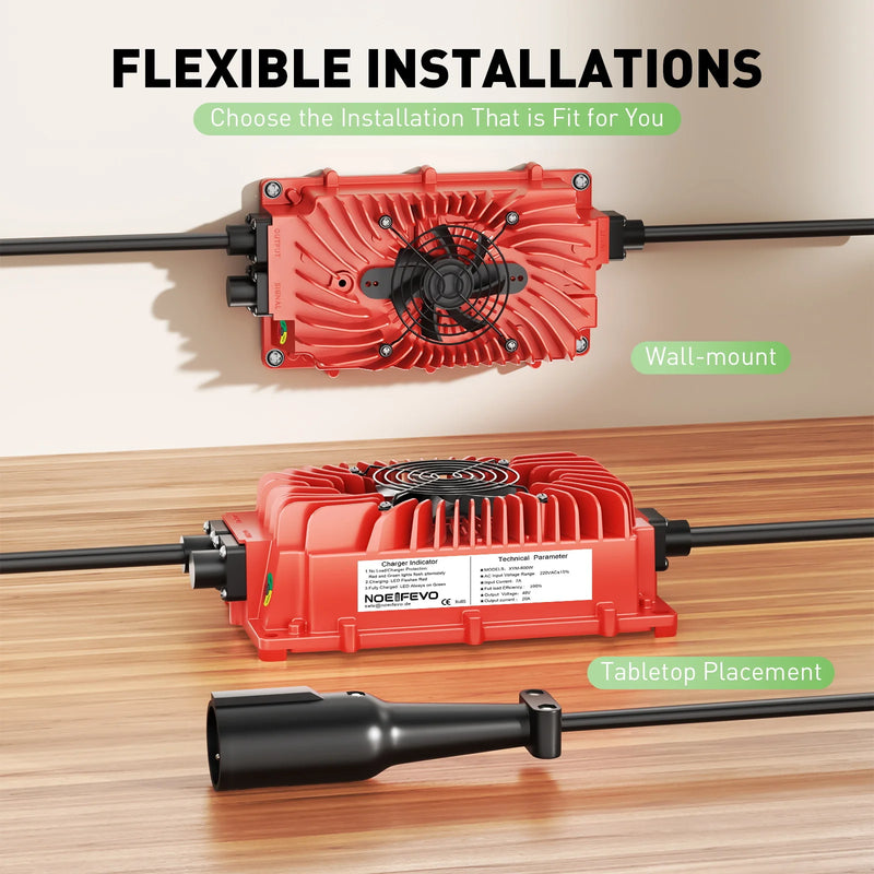 Chargeur de batterie au plomb 48 V – chargeur fixé au mur ou posé sur un établi