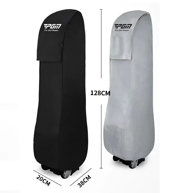Housse de pluie pour sac de golf – schéma des dimensions : 128 cm de haut, 38 cm de large, 20 cm d'épaisseur