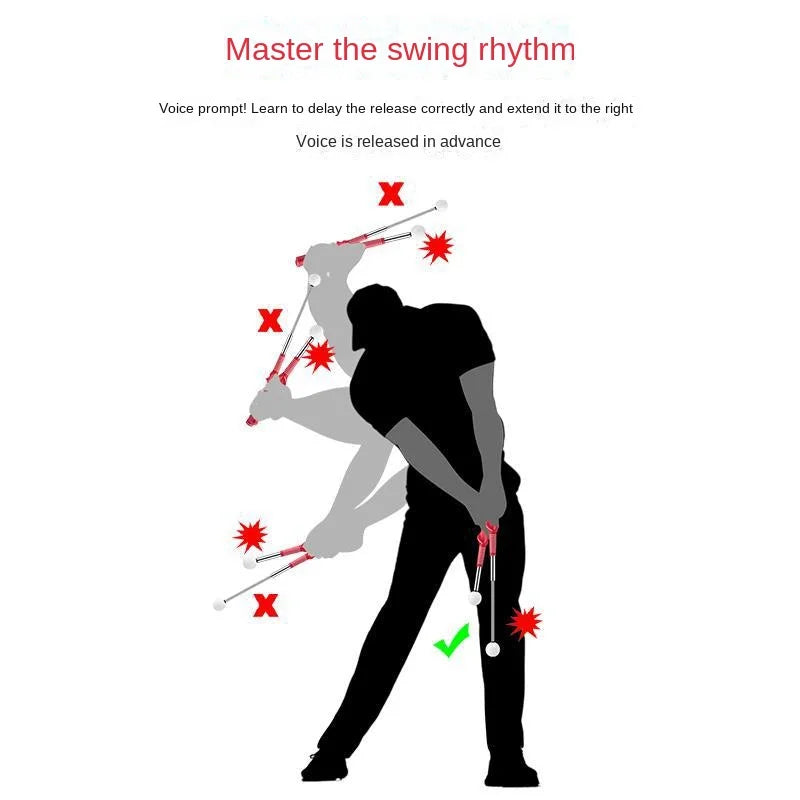 Aide au swing de golf télescopique – schéma du rythme du swing et du relâchement
