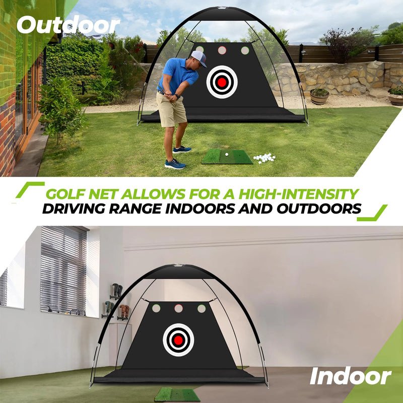 Filet de golf dôme – utilisation en extérieur dans un jardin et en intérieur dans une pièce