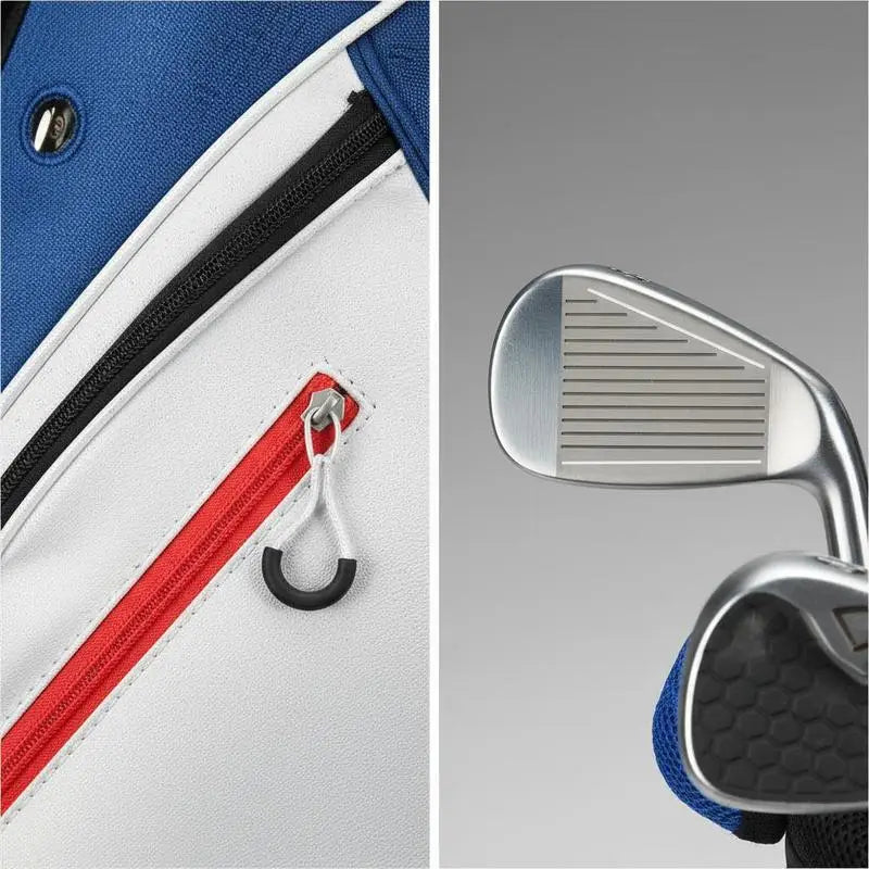 Kit de golf complet homme 9 clubs – détail de la poche zippée et d'un fer
