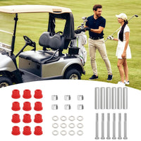 Kit de bagues de suspension – contenu du kit présenté devant une voiturette de golf en situation