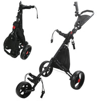 Chariot de golf pliable 3 roues aluminium grandes roues frein à pied