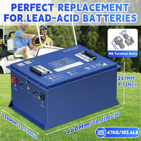 Batterie lithium voiturette de golf 48 V 105 Ah – remplacement des batteries au plomb, dimensions et poids de 47 kg