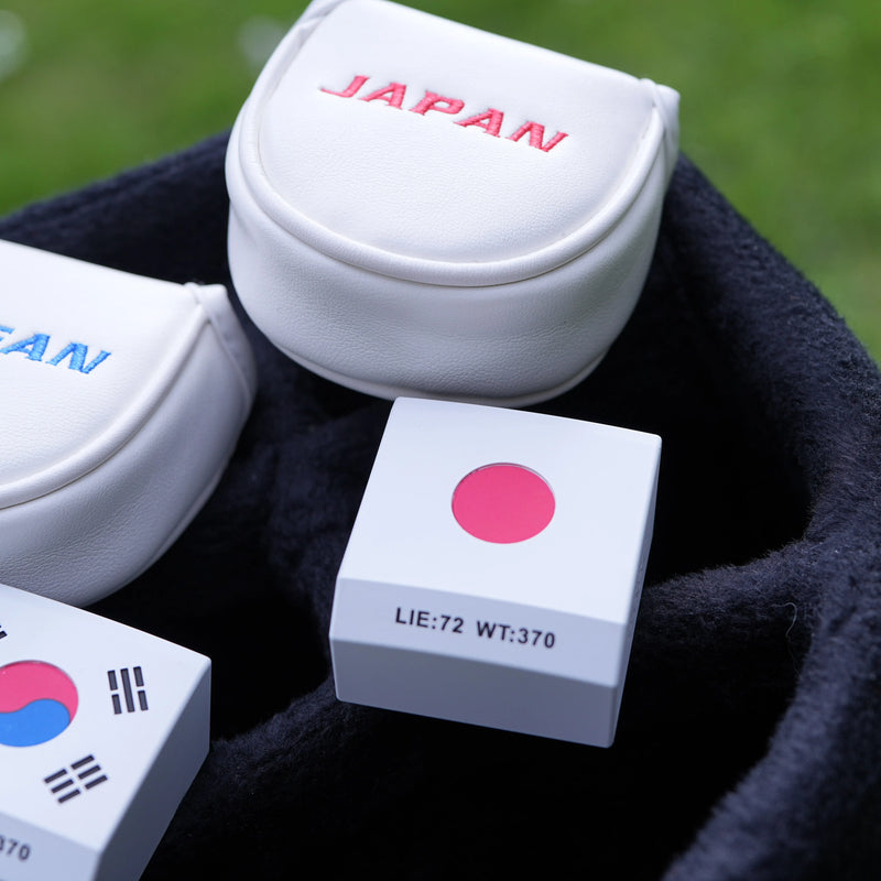 Putter maillet cubique – couvre-putter blanc et tête à motif de drapeau japonais