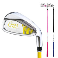 Fer 7 de golf enfant – fer à manche jaune avec les manches rose et noir en vignette