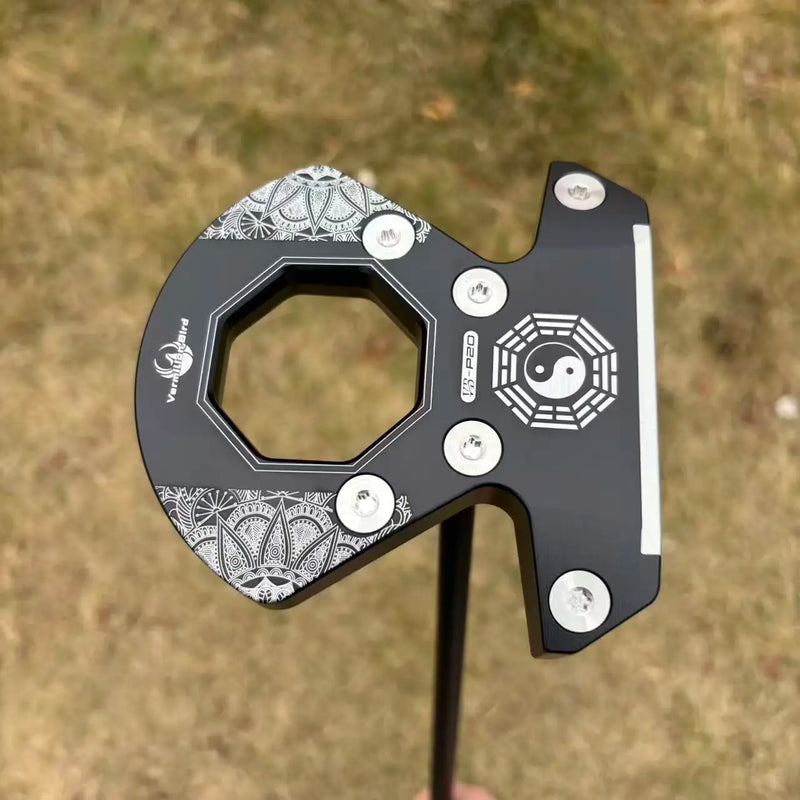 Putter maillet noir CNC – tête vue de dessus, version inversée