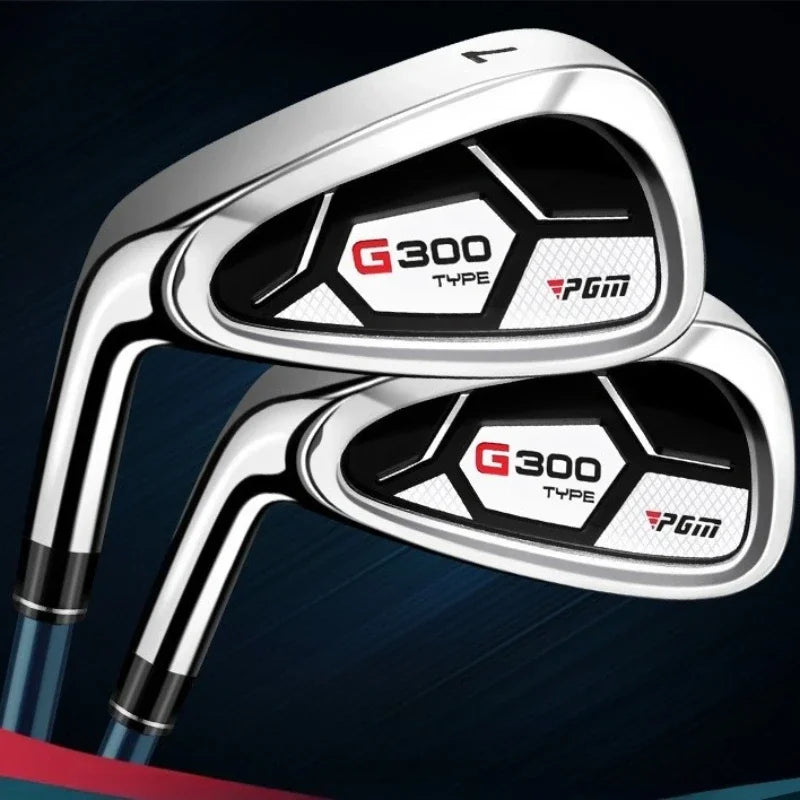 Fer 7 de golf à dos creux – deux fers sur fond bleu nuit, manche bleu foncé