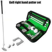 Mini kit de putting golf – version droitier, sac ouvert avec coupelle et balles