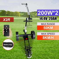Chariot de golf électrique télécommandé – modèle noir avec télécommande et sac de batterie
