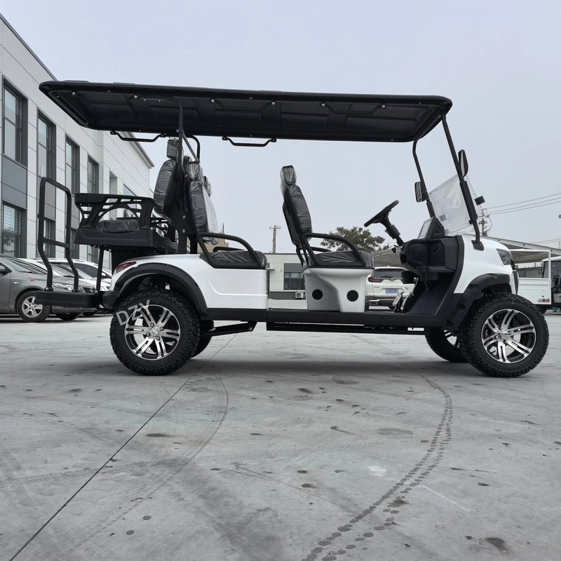 Voiturette de golf électrique blanche 4 places – vue de profil