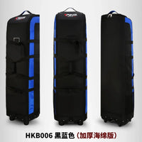 Housse de voyage golf pliable – version rembourrée noir et bleu, trois vues