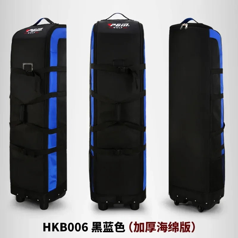 Housse de voyage golf pliable – version rembourrée noir et bleu, trois vues