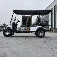 Voiturette de golf électrique blanche 4+2 – vue de profil avec banquette arrière rabattable