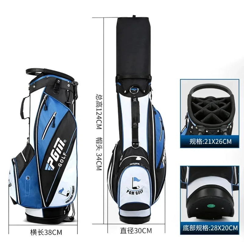 Sac de golf trépied léger – cotes : hauteur de 124 cm, largeur de 38 cm, haut et base du sac