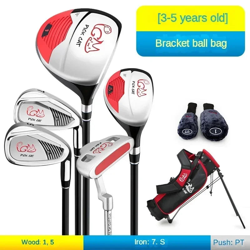 Set de golf enfant 5 clubs – noir et rouge, 3 à 5 ans