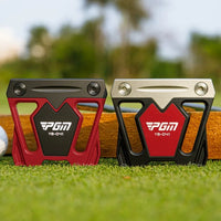 Putter maillet zéro torque – deux versions rouge et noir et argent et noir sur l'herbe