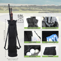 Sac de golf pencil pliable à bretelles – bretelles, sangle de maintien, porte-serviette et poches