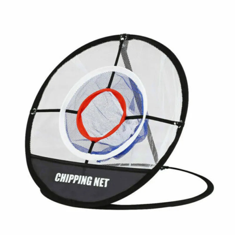 Filet de chipping golf rond – vue de face du filet noir et blanc