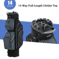 Sac de golf chariot 14 compartiments pleine longueur avec poche isotherme