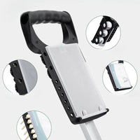 Chariot de golf 2 roues aluminium – détails de la poignée, du porte-balles, des tees et du support de carte