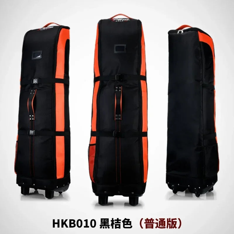 Housse de voyage golf pliable – version standard noir et orange, trois vues