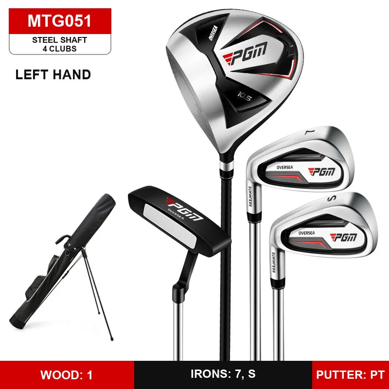 Set de golf complet homme – 4 clubs gaucher à shaft acier avec sac de transport