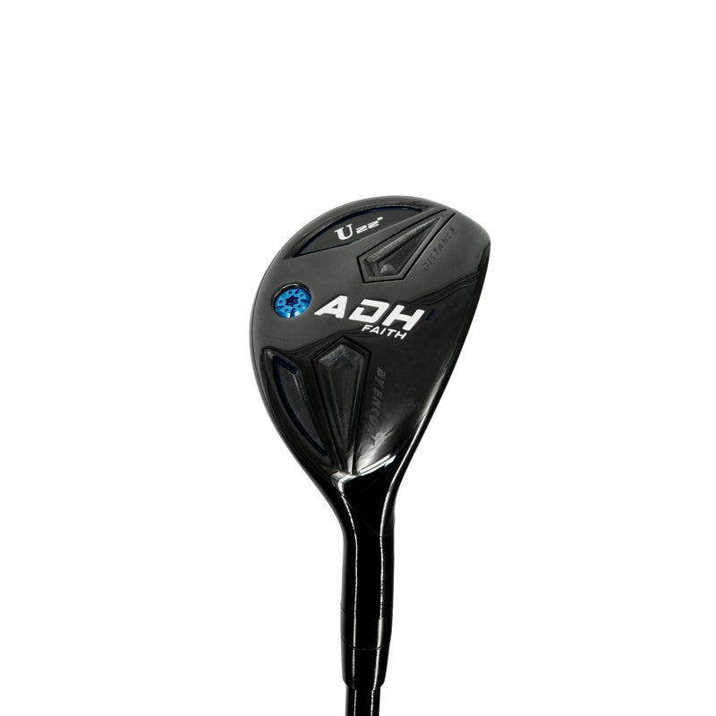 Hybride golf noir – tête vue de trois quarts avec le manche
