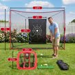 Filet de golf rouge 10 × 7 pieds, filet de chipping et tapis de frappe