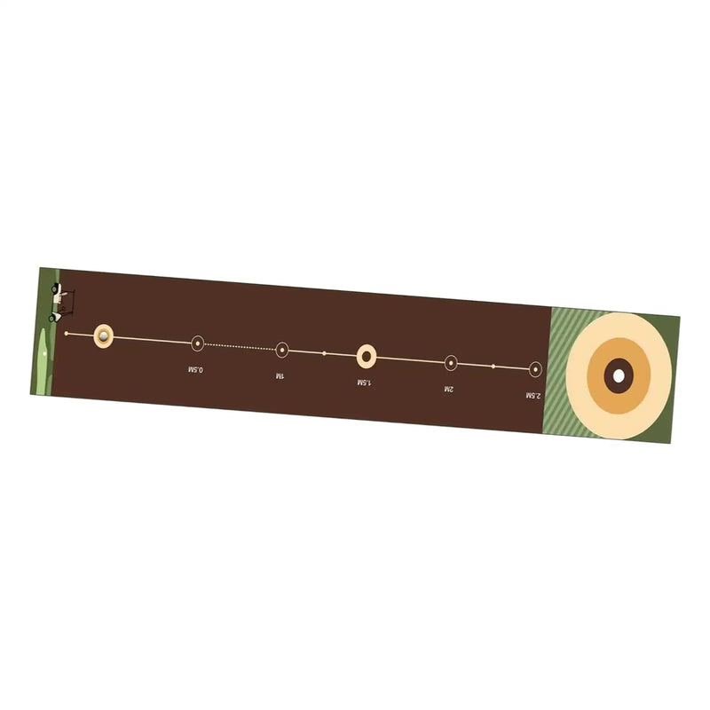 Tapis de putting golf 240 x 28,5 cm – motif marron, vue en perspective