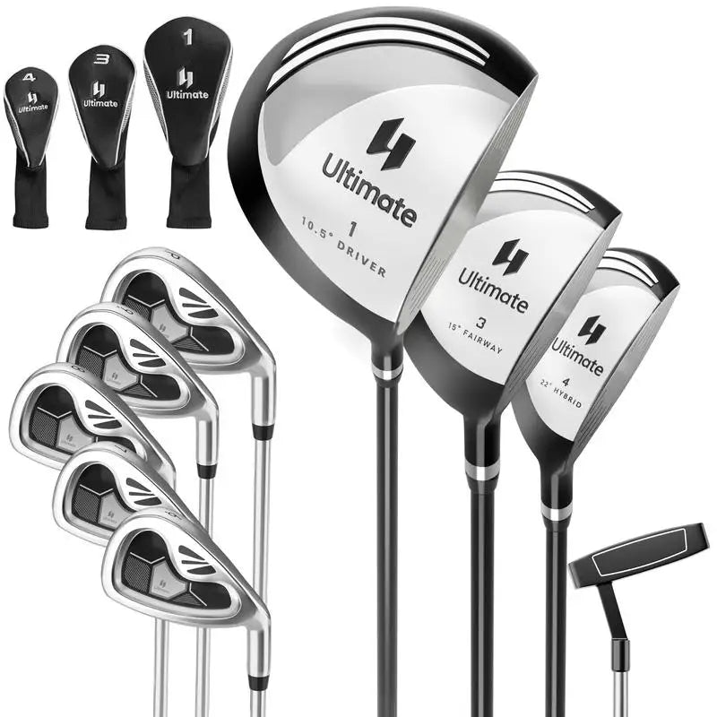 Set de golf complet droitier – driver, bois, hybride, fers, putter et couvre-clubs