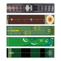Tapis de putting golf 240 x 28,5 cm – les cinq motifs côte à côte