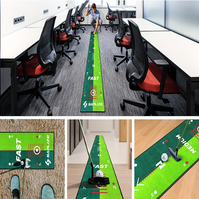 Tapis de putting golf – tapis déroulé dans un bureau entre les postes de travail