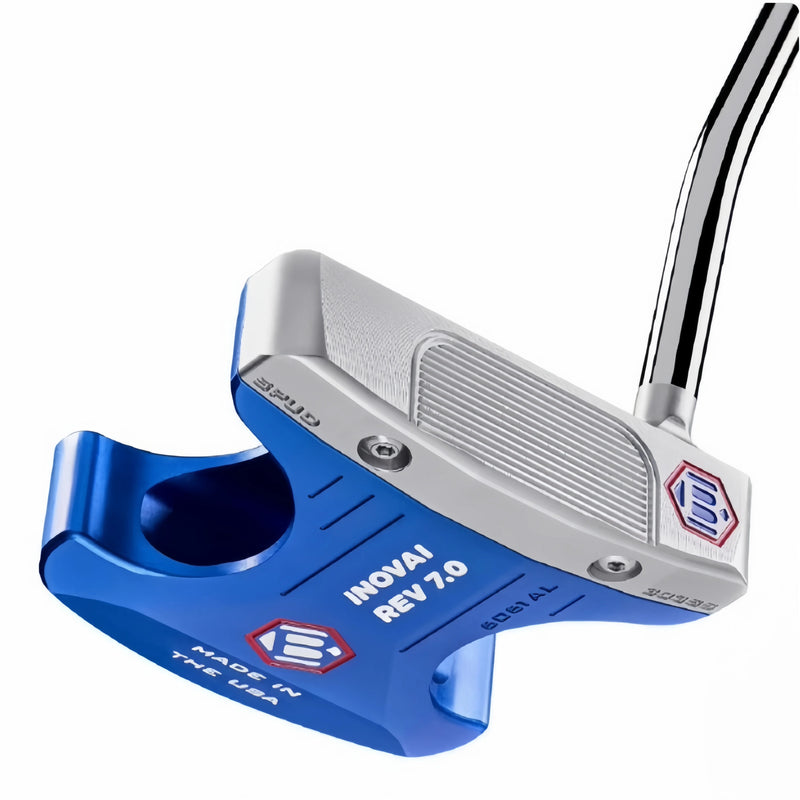 Putter maillet bleu cobalt – gros plan sur la tête bleue et la face grise