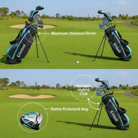 Set de golf complet femme 11 clubs avec sac trépied turquoise
