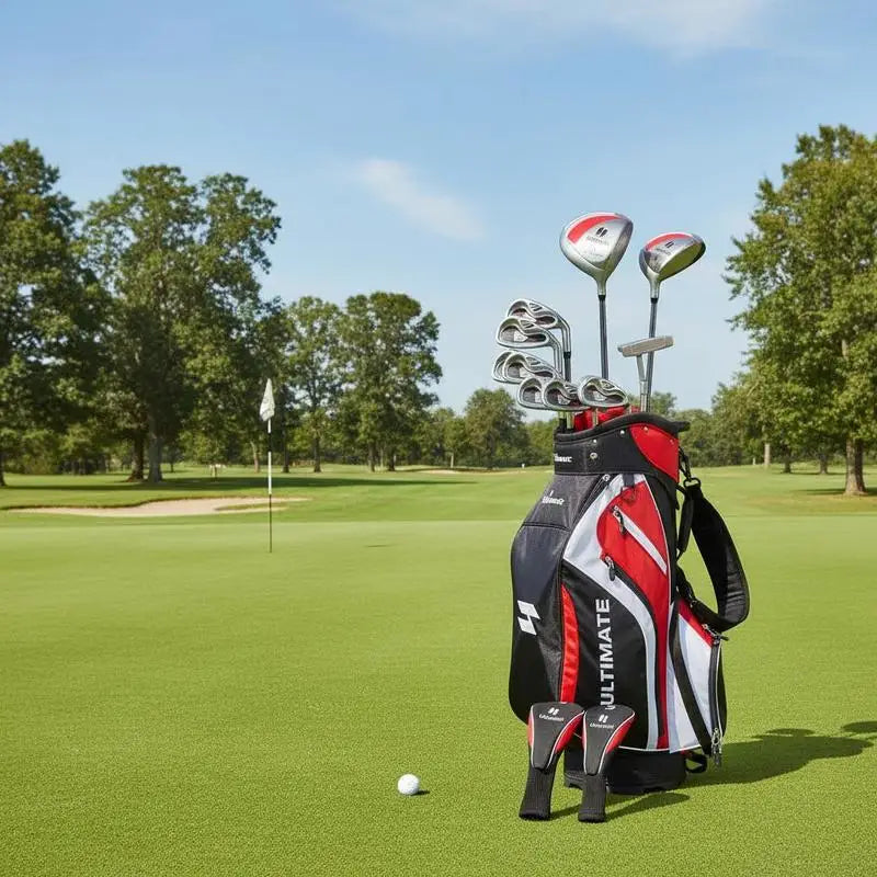 Set de golf complet femme droitier 9 clubs avec sac rouge