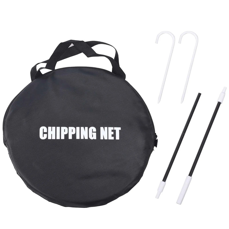Filet de golf pliable avec cible de chipping – sac de rangement, piquets et tiges