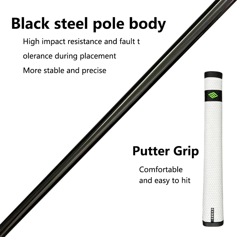Putter maillet noir à couple nul – manche en acier noir et grip blanc